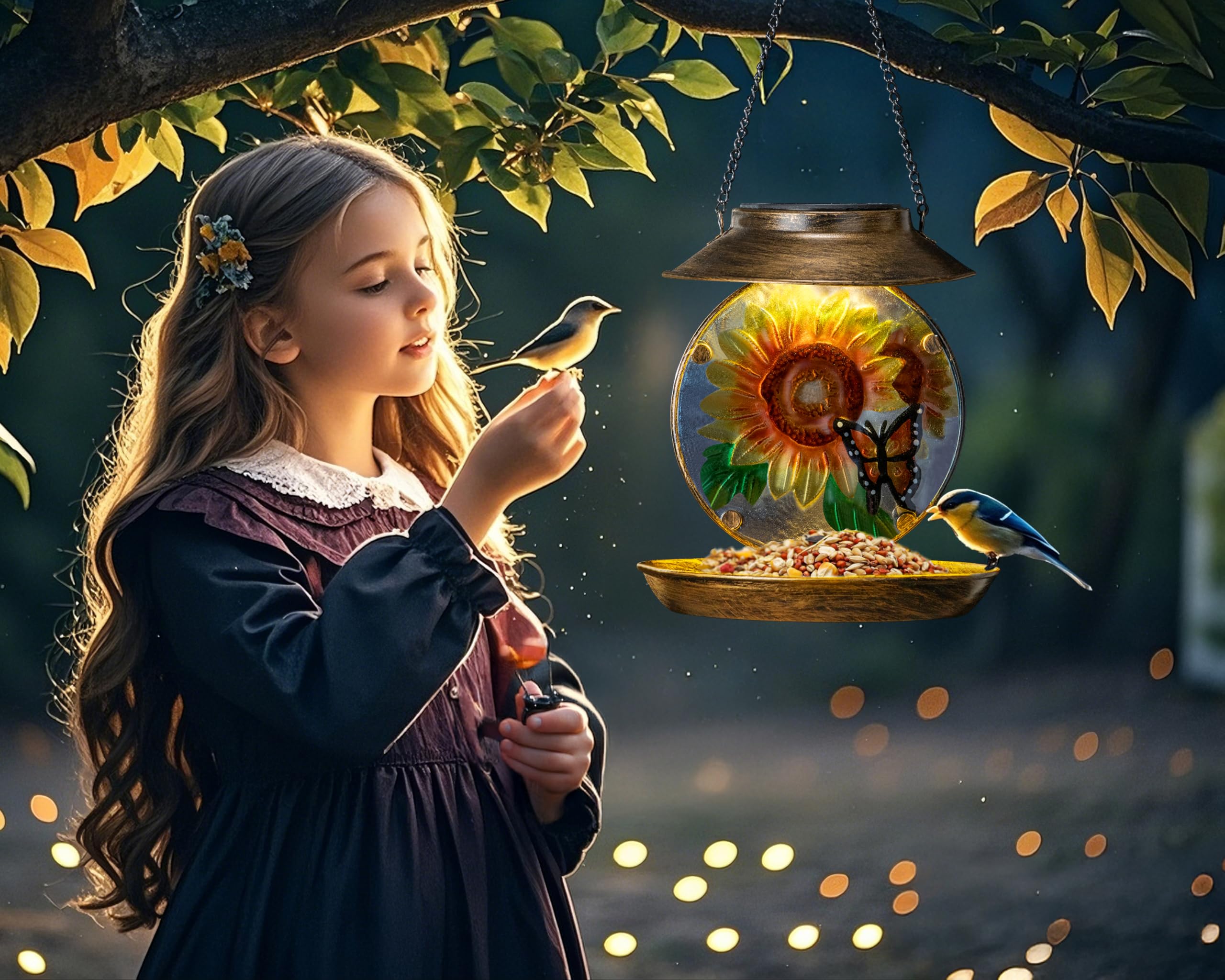 VESTCDF solar bird feeder branch display adds decorative charm to patios and gardens.