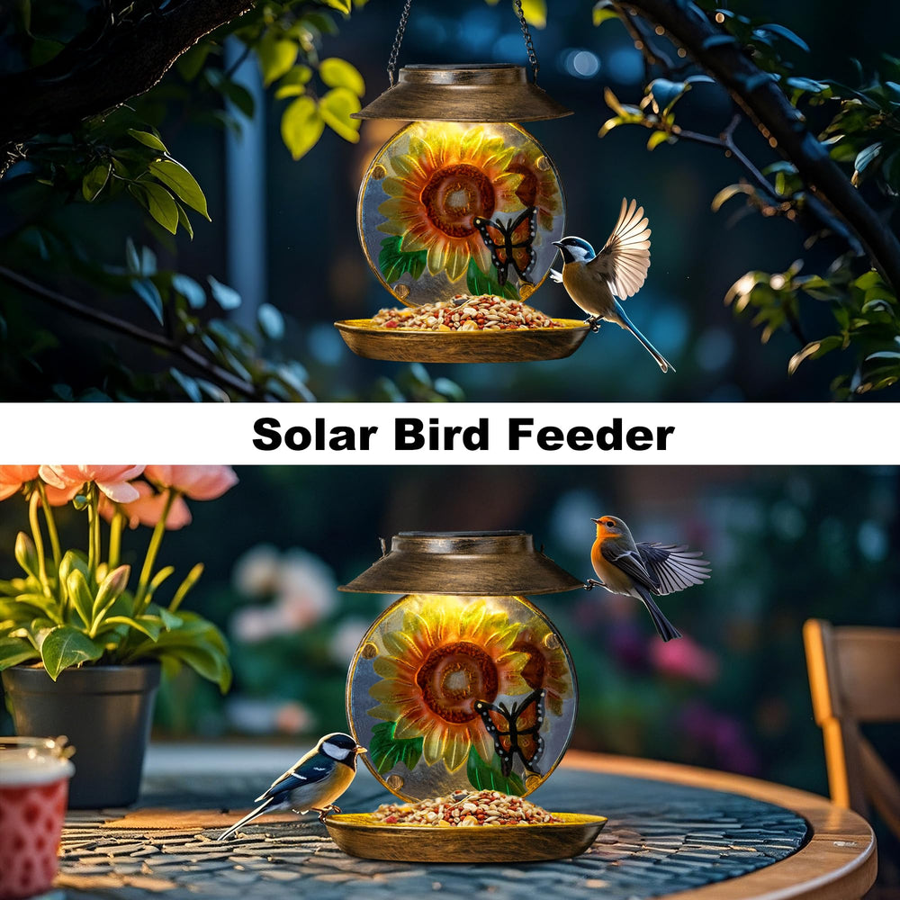VESTCDF waterproof metal feeder stands up to rain and sun while feeding backyard birds.