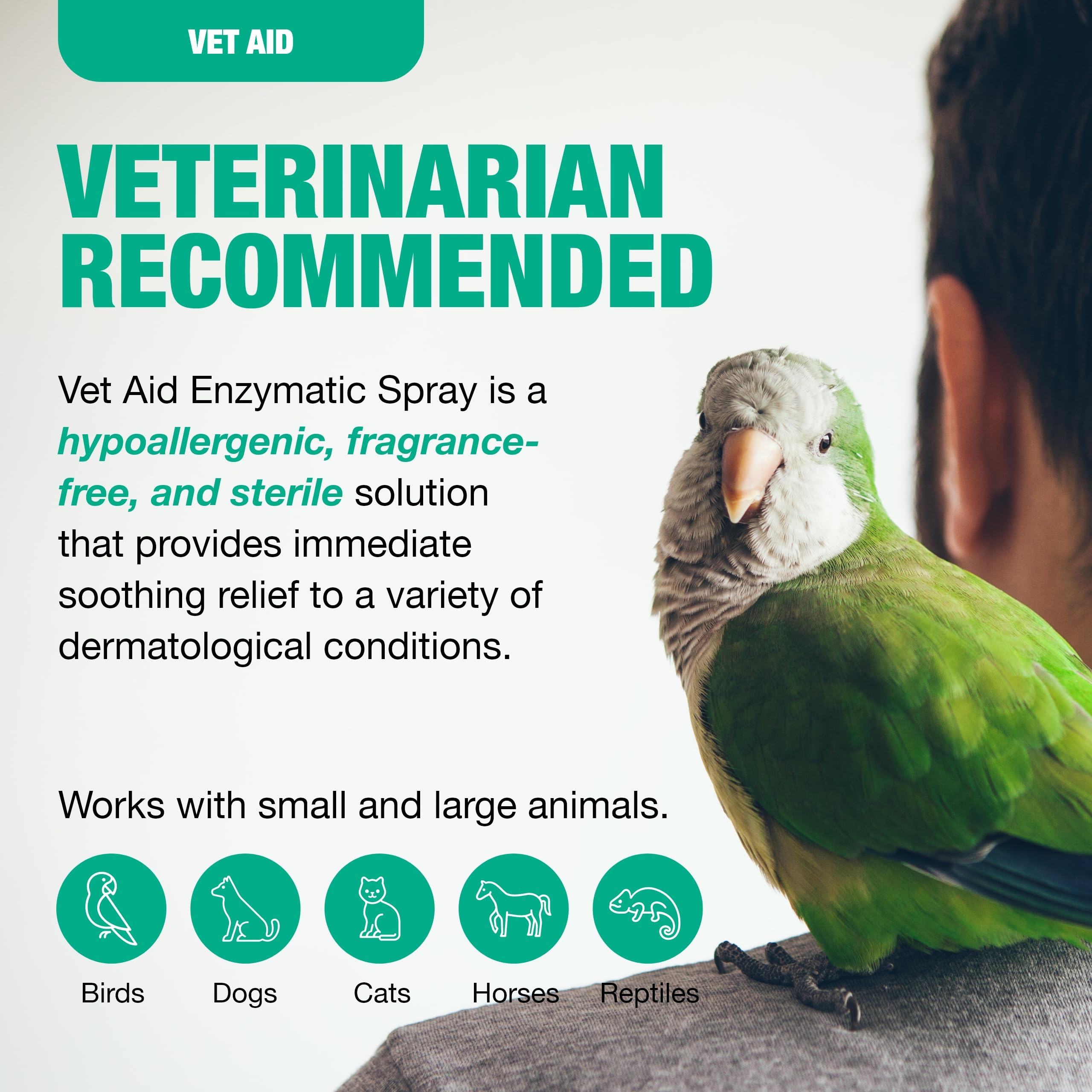 Vet Aid moist dermatitis and hot spots care with a non-stinging formula.