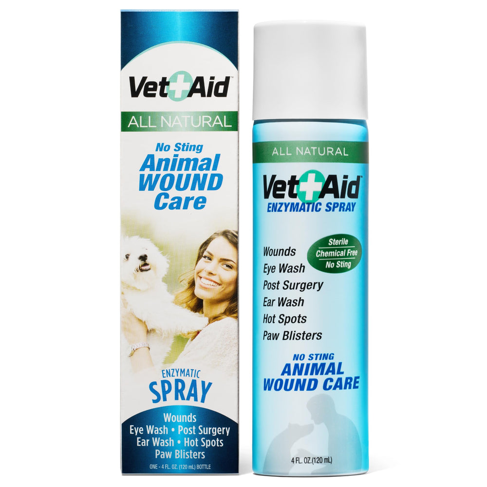 Vet Aid wound care spray bottle for easy topical application on pets.