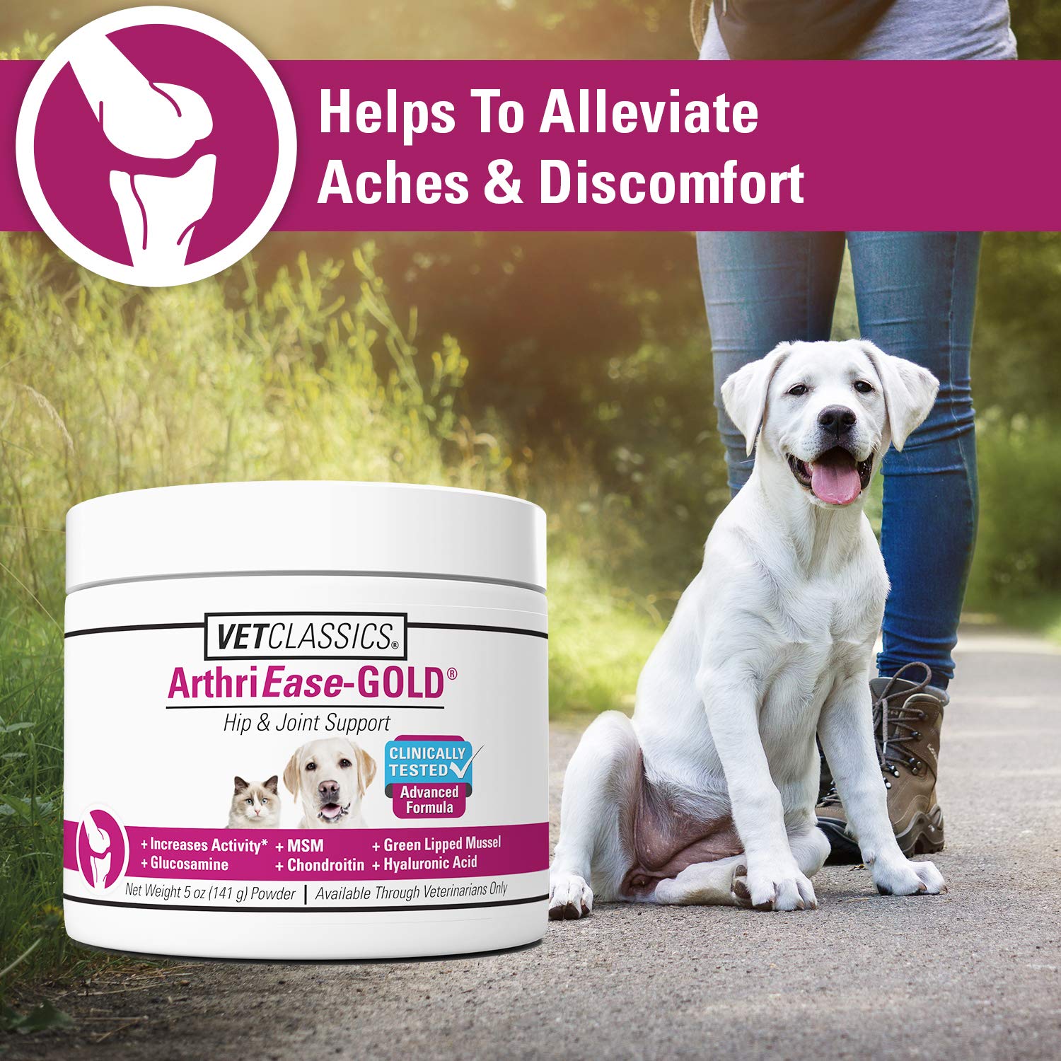 Label close-up highlights glucosamine, chondroitin, and other joint ingredients