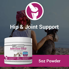 ArthriEase-Gold powder-dispense shows easy dosing for dogs and cats