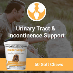 Vet Classics Bladder Support bottle back listing ingredients for urinary support