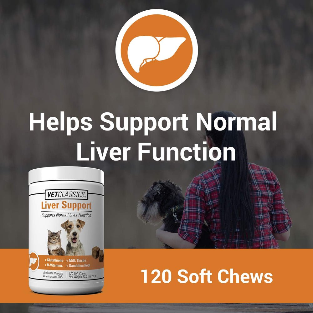Close-up of Vet Classics liver support chews for dogs and cats