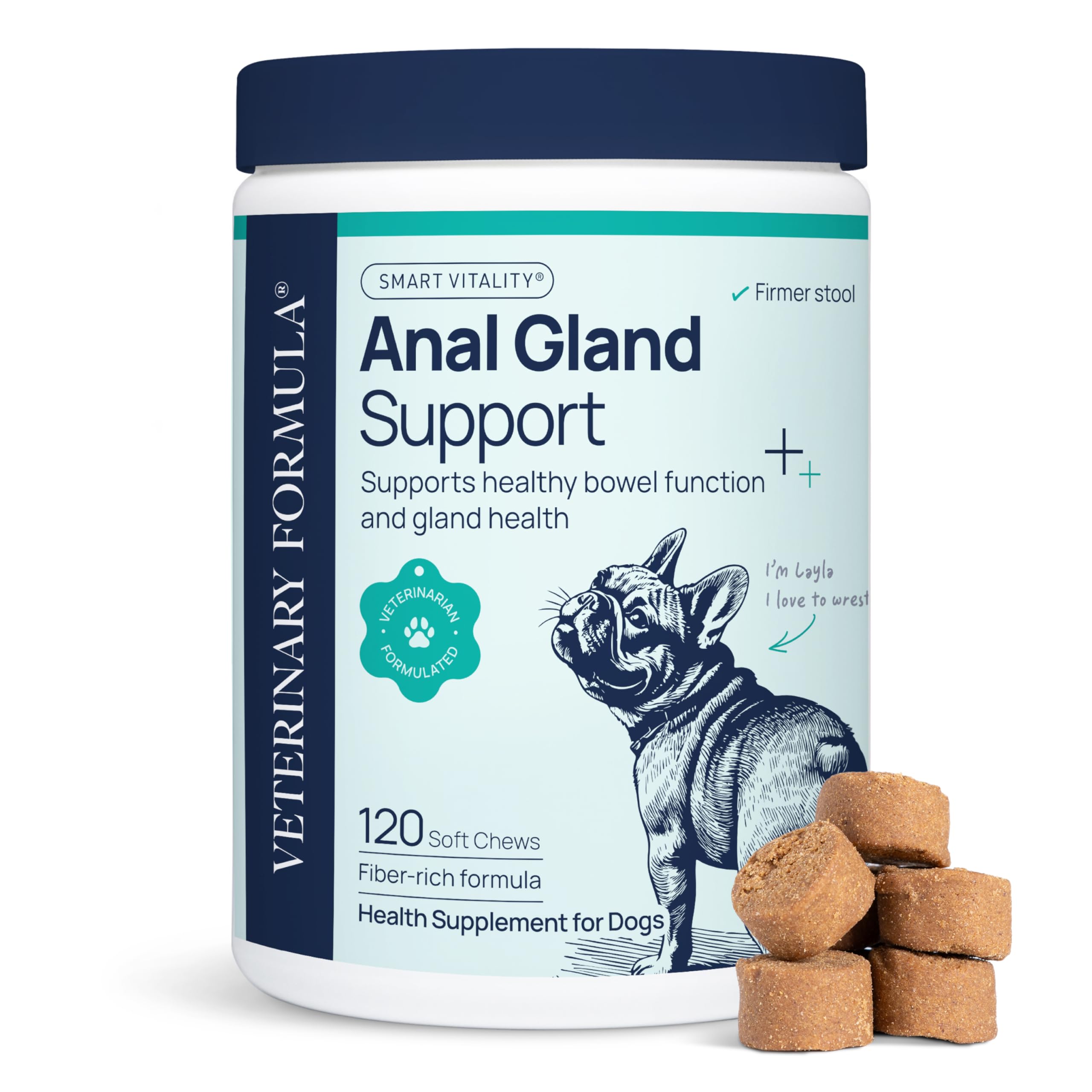 Veterinary Formula Anal Gland Support package front view promotes daily digestive balance for dogs.