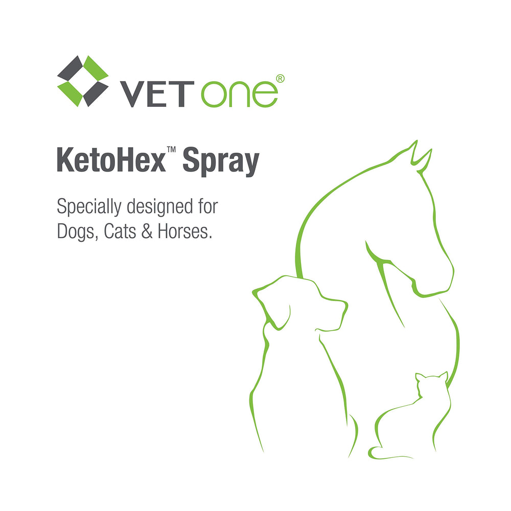 Vet One Ketohex Spray label detail confirms clear directions and ingredients.