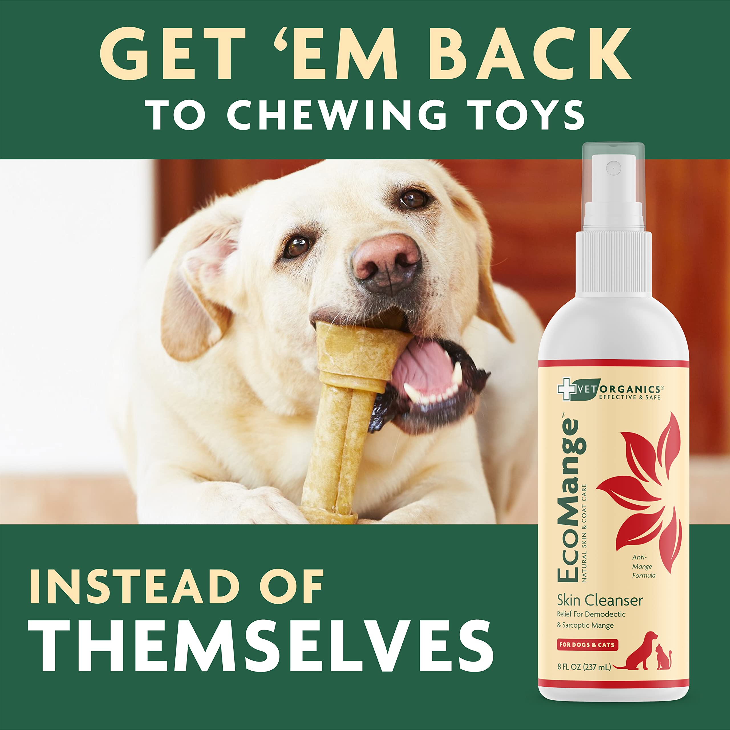 8-ounce Vet Organics EcoMange bottle for regular care.