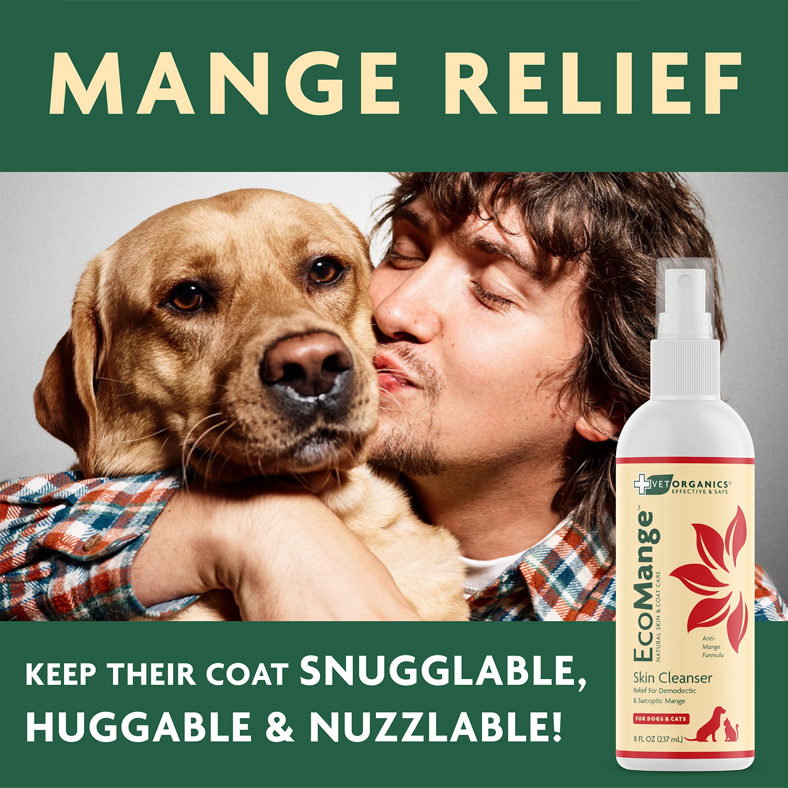 EcoMange applied area spray on irritated skin for relief.