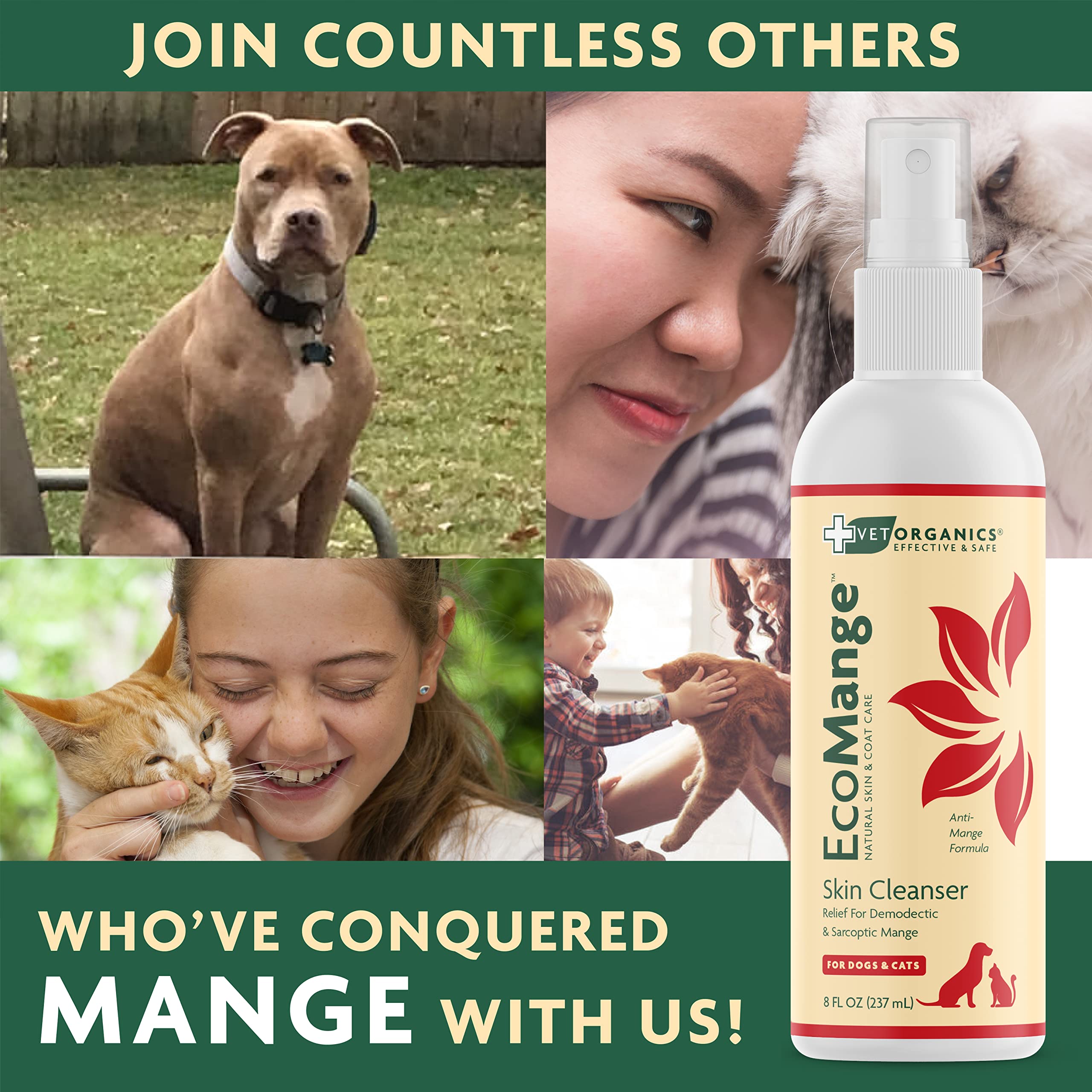 Herbal extracts in EcoMange provide gentle mite symptom relief.