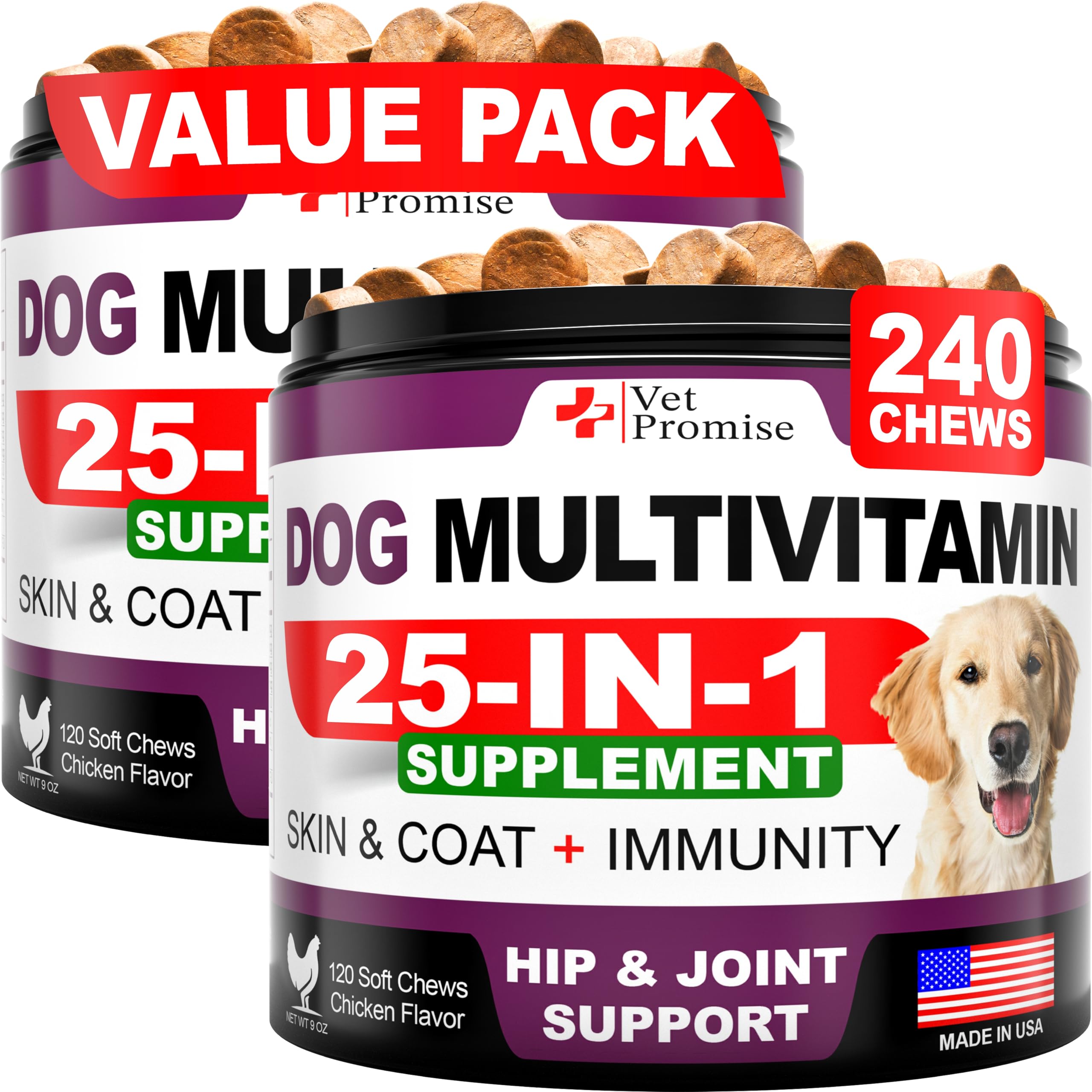 Vet Promise dog multivitamin jar front for all ages and sizes