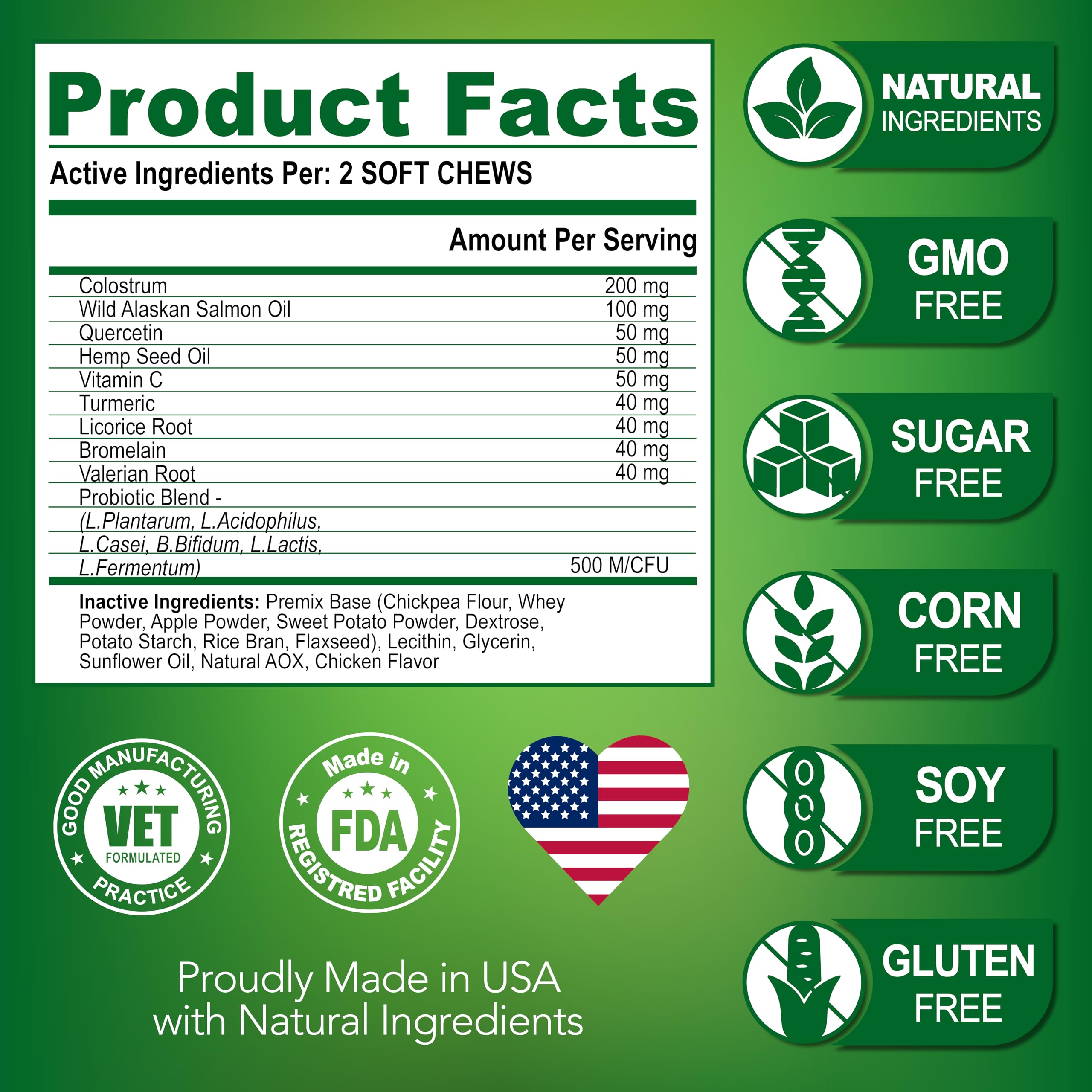 Vet Promise natural ingredients list emphasizes sugar-free, GMO-free, and preservative-free formula.