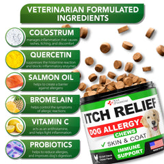 Vet Promise omega-3 blend on packaging highlights dry skin relief and coat health.
