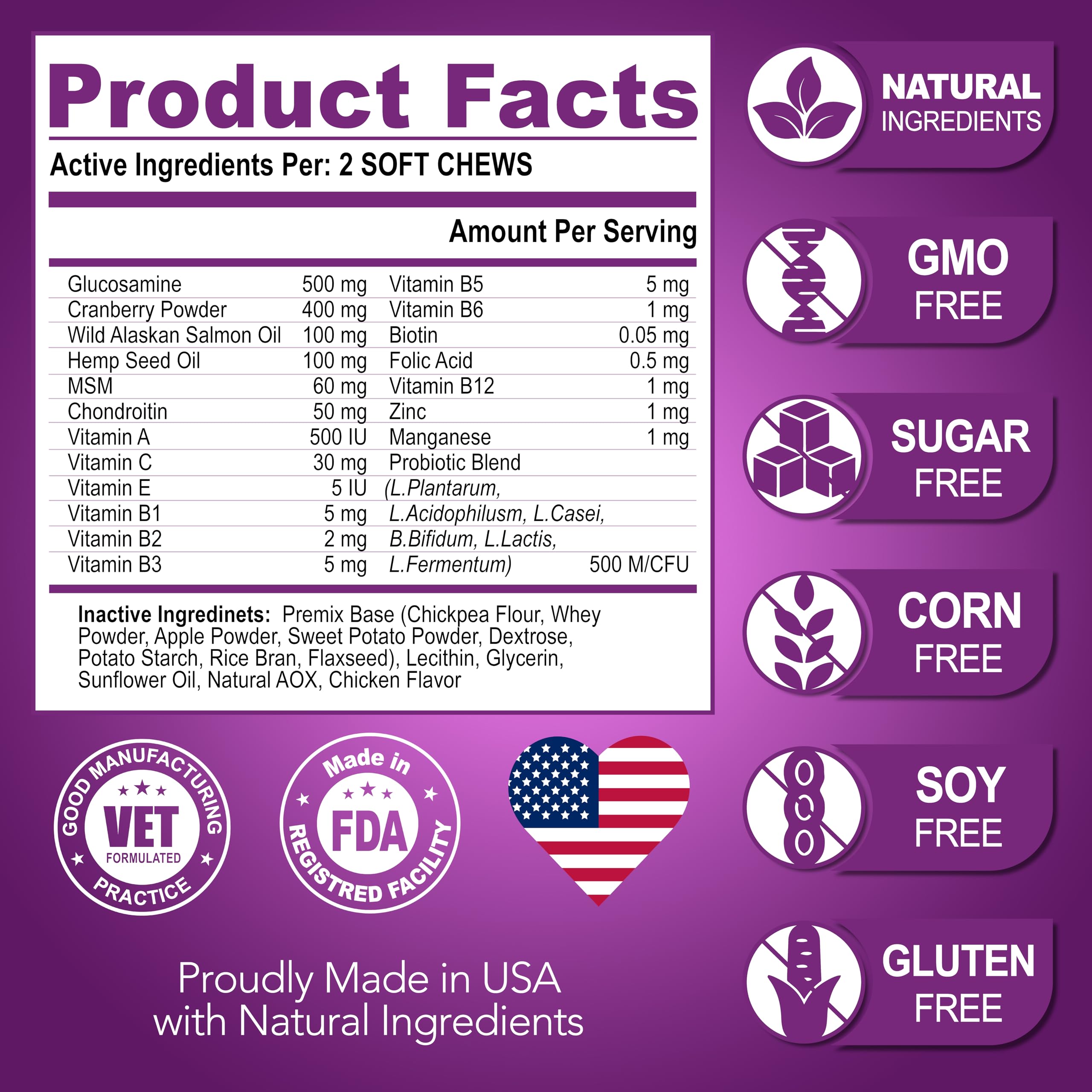 Vet Promise USA-made vet-formulated chew supports overall wellness and pet confidence.