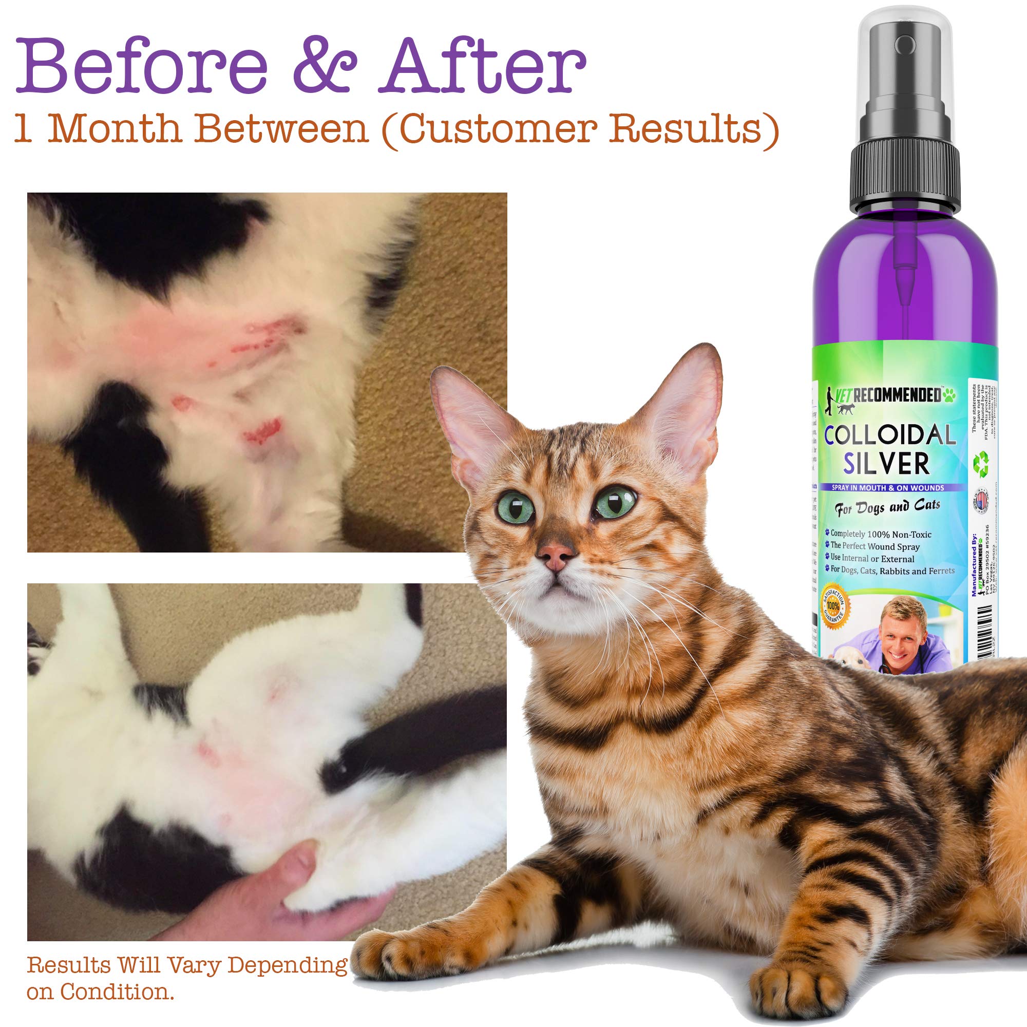 Vet Recommended Colloidal Silver Spray cat application helps soothe minor irritations