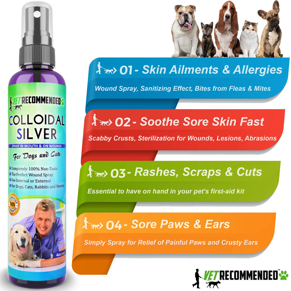 Vet Recommended Colloidal Silver Spray wound closeup shows fine mist coverage