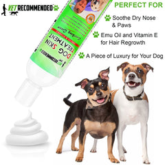 Vet Recommended dry-nose relief on dog's nose and paw area