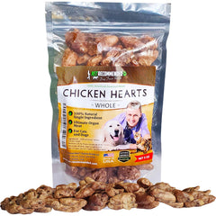 Vet Recommended premium chicken hearts packaging showcases USA-made quality for pets.