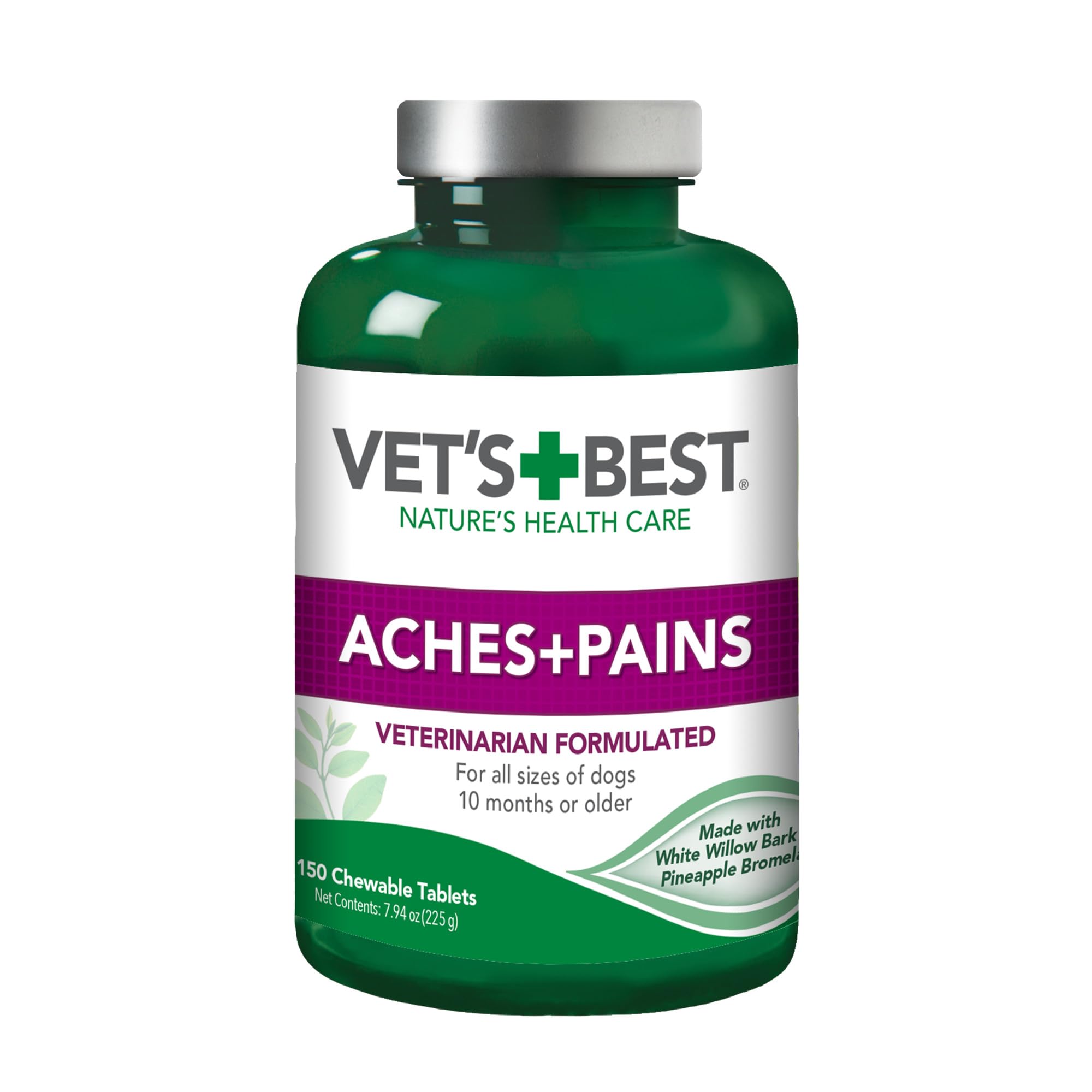 Vet's Best Aches + Pains bottle front with NASC seal for trusted dog joint support