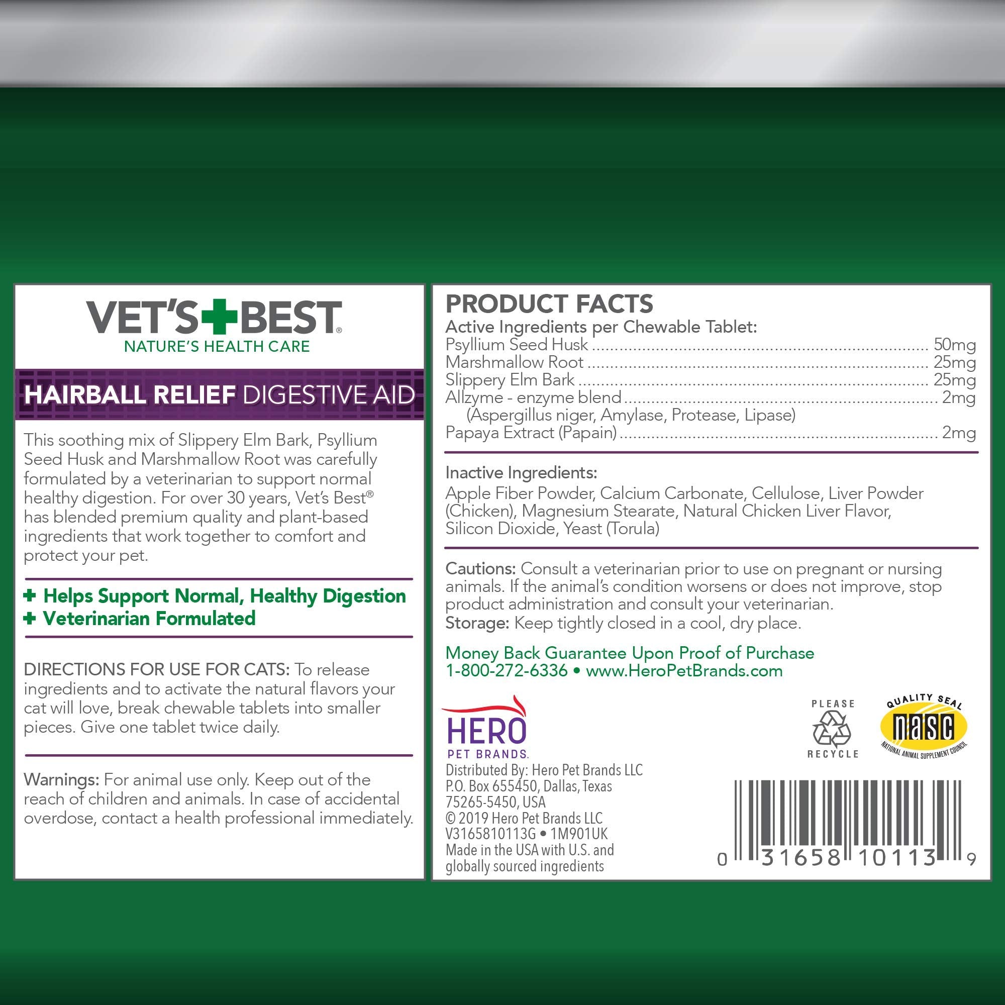 Cat enjoying Vet's Best Hairball Relief chew; supports comfortable digestion and grooming routine.