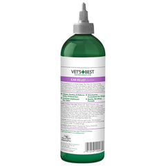 Pour action shows simple application of Vet's Best Ear Relief Wash.