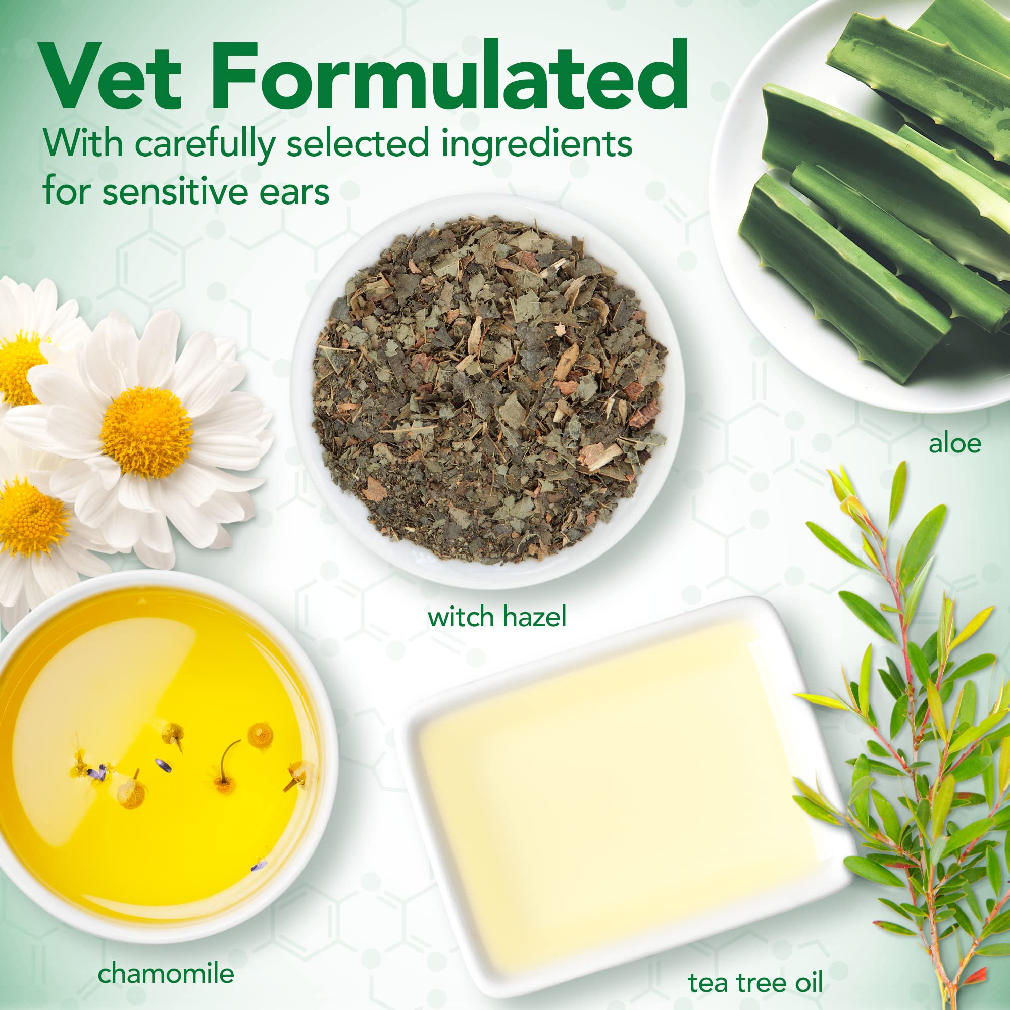 Dog ear cleaning action demonstrates gentle cleansing and odor control with Vet's Best Ear Relief Wash.