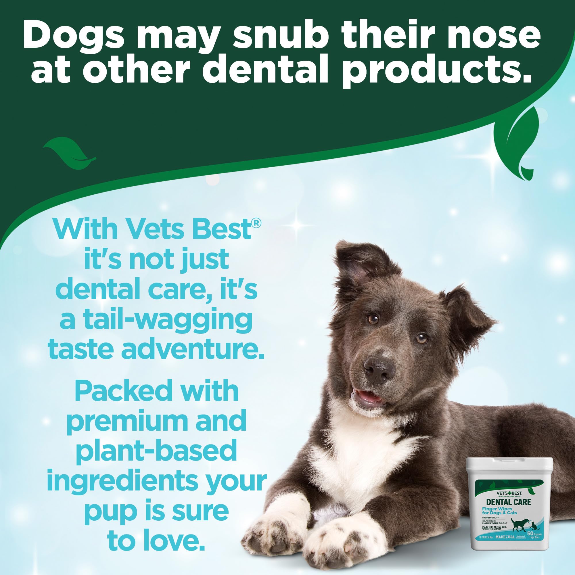 Cool, dry storage guideline for Vet's Best Finger Dental Wipes.