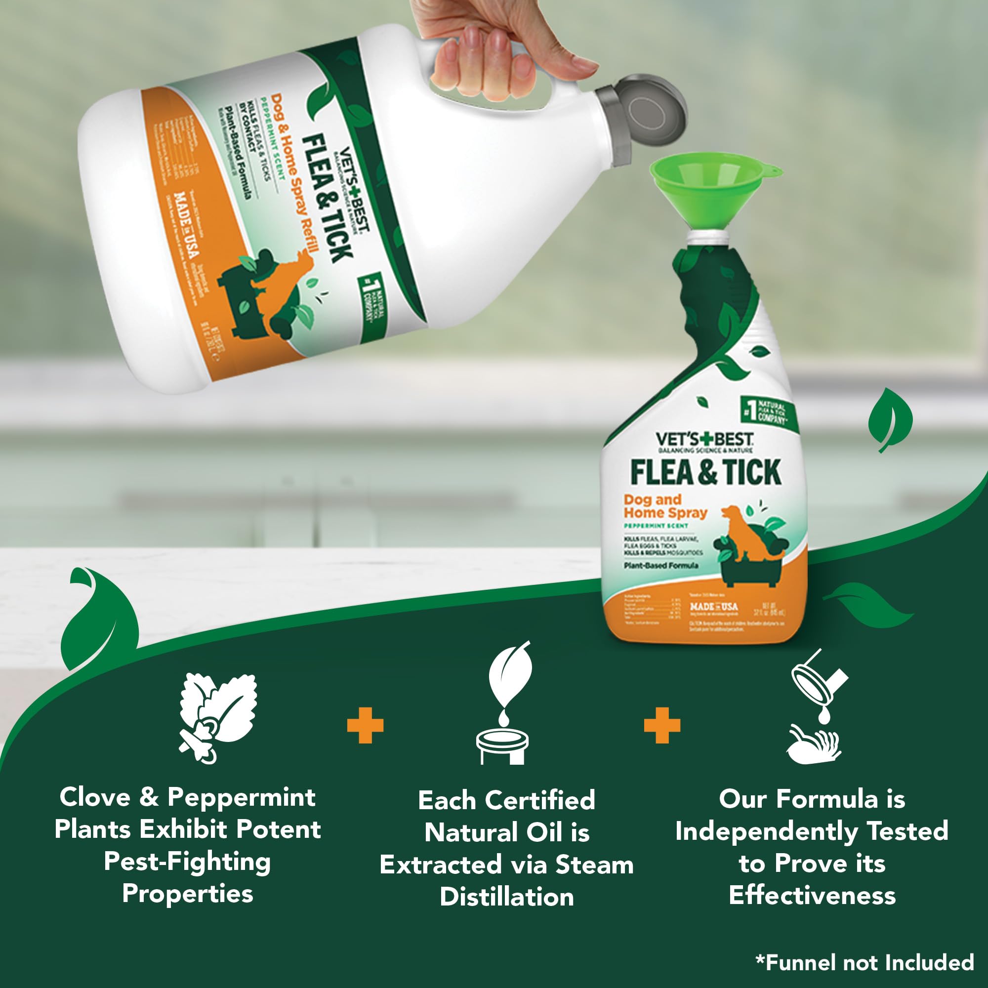 Vet's Best spray being used on carpet to address indoor flea control.