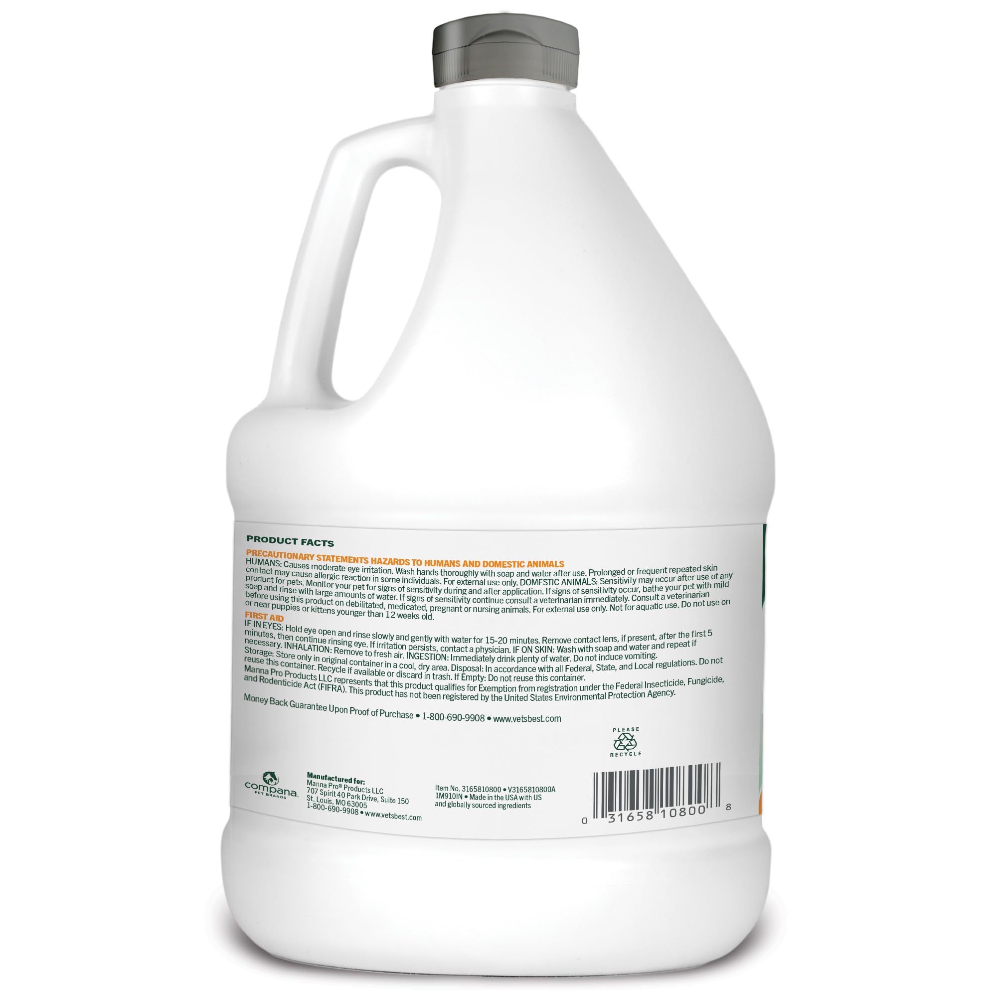 Mosquito-repellent benefits of Vet's Best spray highlighted during use.