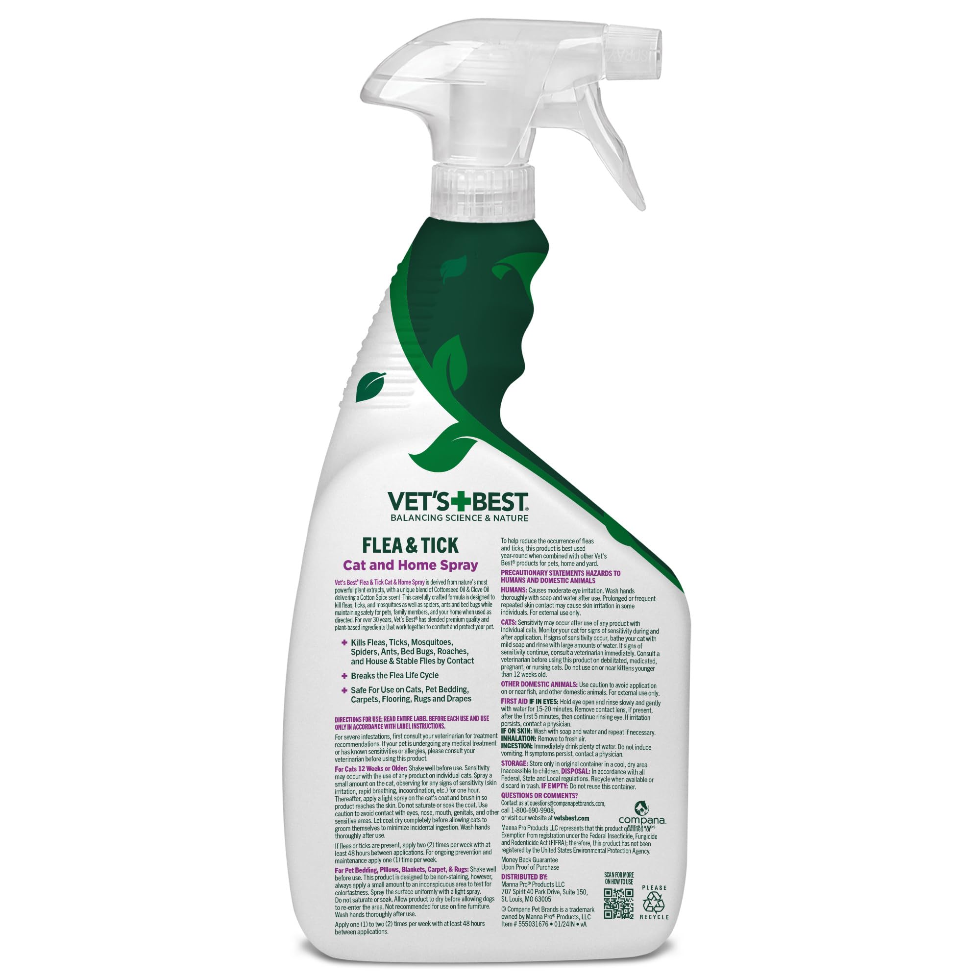 Vet's Best kills fleas and ticks on contact inside home.