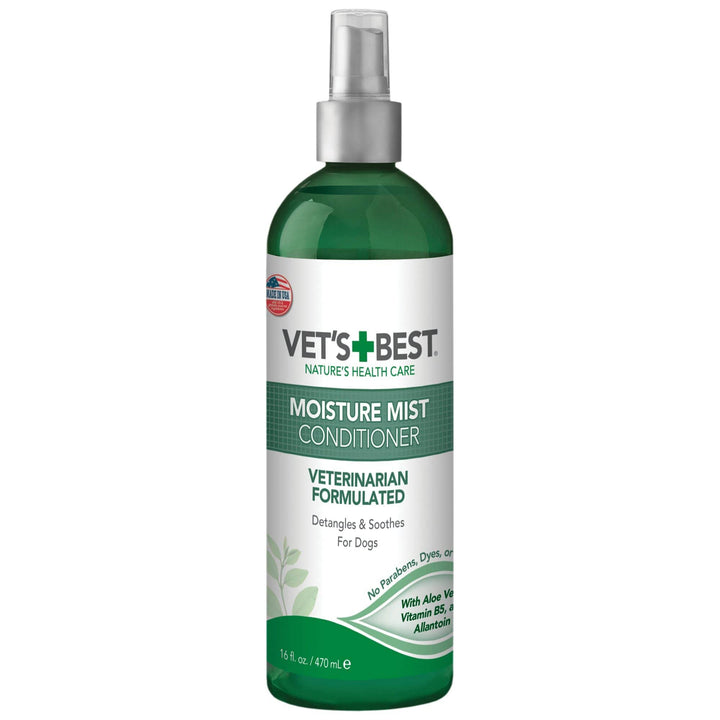 Vet's Best Moisture Mist bottle front for leave-in conditioner promoting healthier skin.