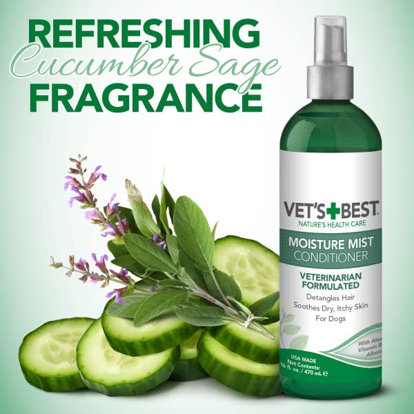 Close-up of spray nozzle from Vet's Best Moisture Mist for easy application.