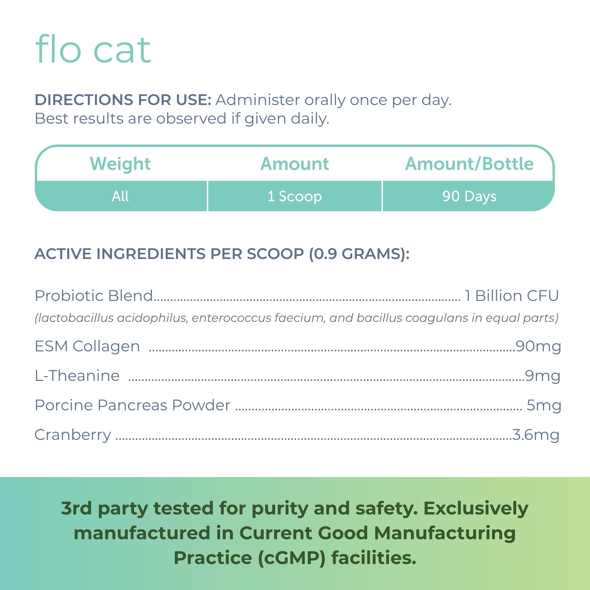 Serving Flo Cat Cranberry Supplement on cat food for daily use