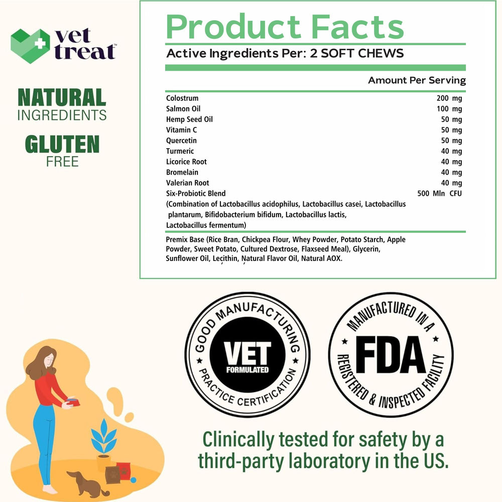 Vet Treat dog allergy relief chews in use as a tasty itch relief treat.