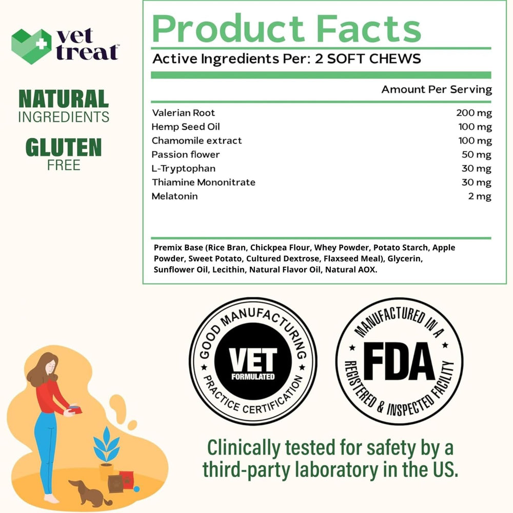 Vet Treat stress relief chews assist barking management.