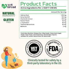 Vet Treat stress relief chews assist barking management.