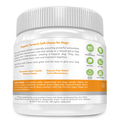 VET-VIRTUE Turmeric bottle label highlights organic curcumin and safety standards.