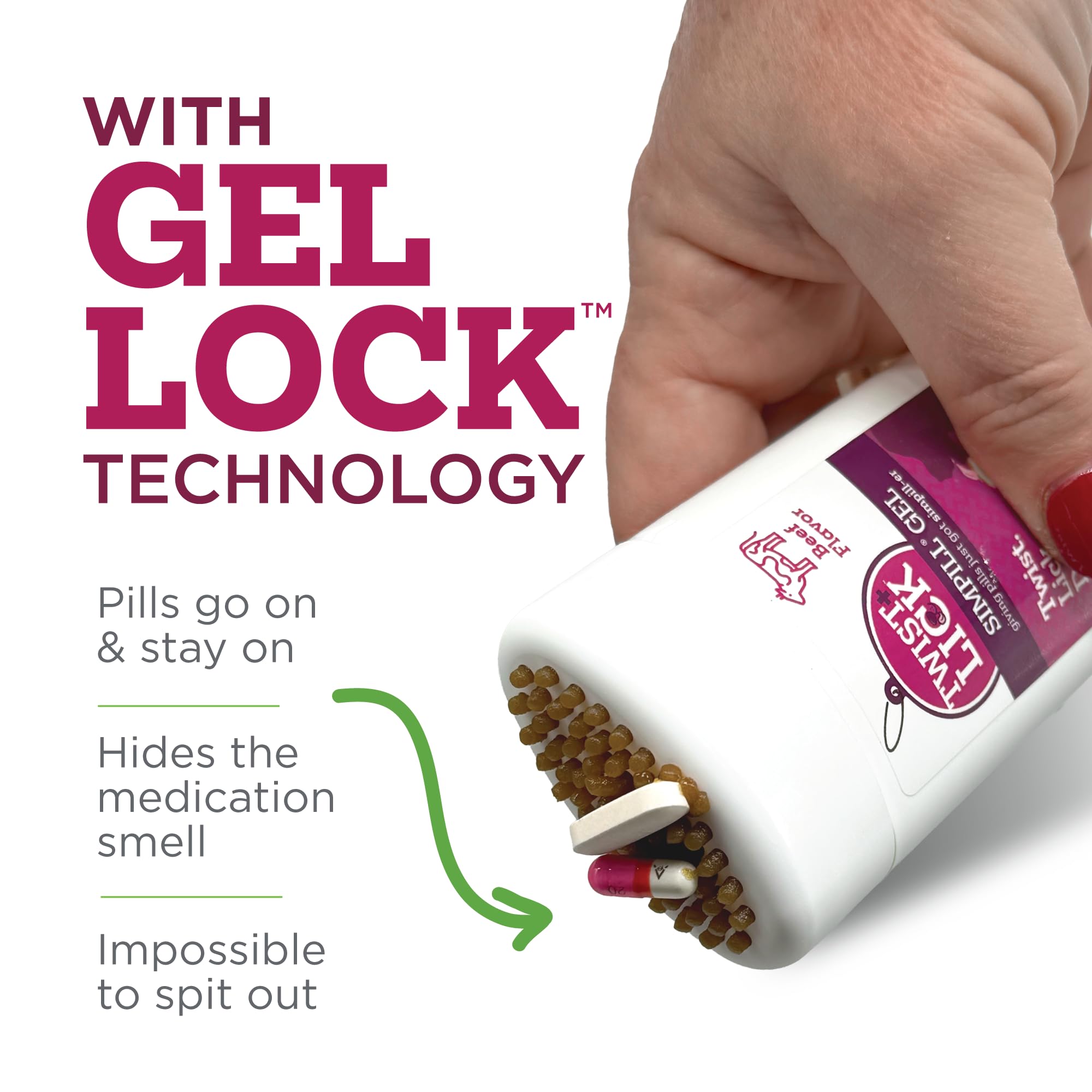 Vetality Twist Lick SimPill beef flavor masks pill odor for smoother mealtime