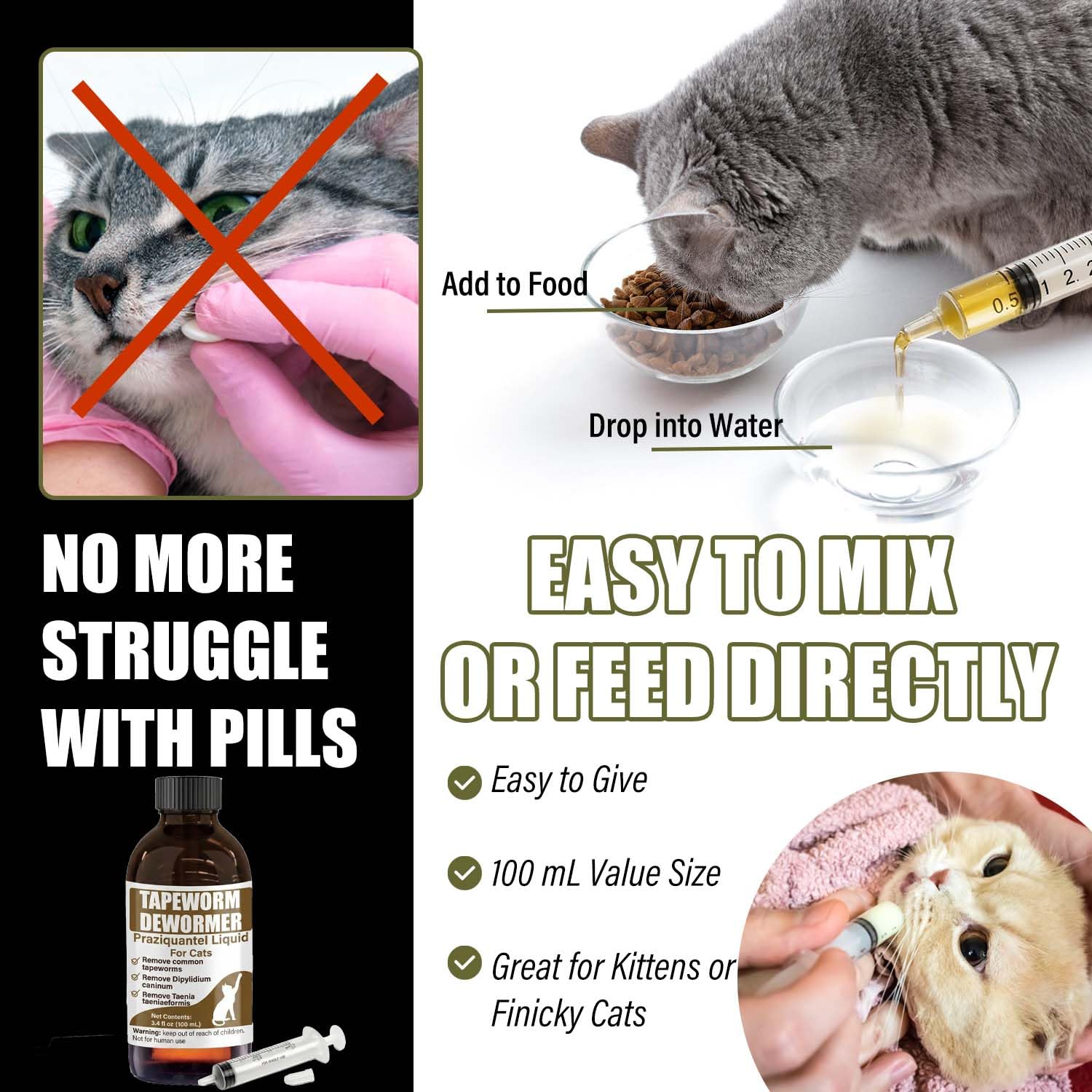 VetaSure dewormer with 3ml dropper cap enables simple direct dosing.