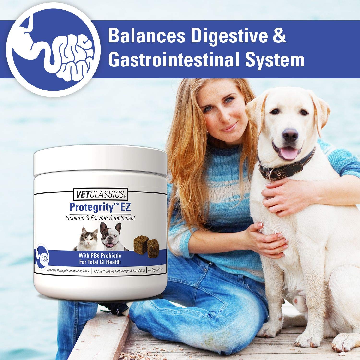 Vet Classics digestive enzymes bottle closeup highlights enzyme blend for gut support