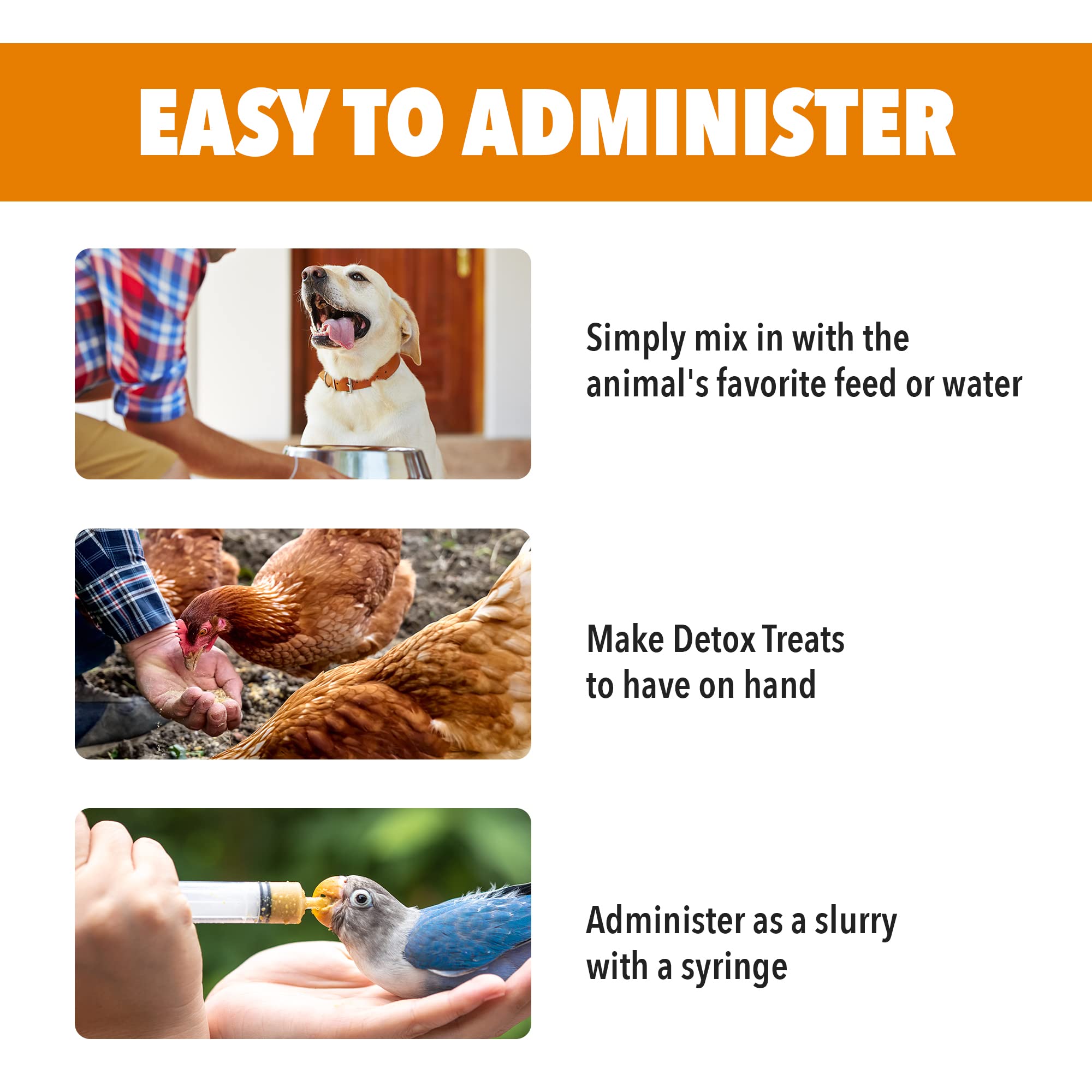 VetDtox Activated Charcoal Powder poultry feed image, supports dietary management.
