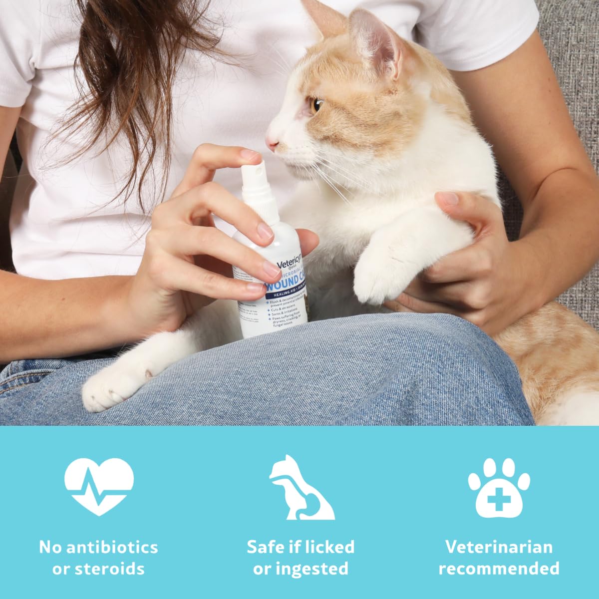 Cat skin area treated with Vetericyn Plus wound care spray