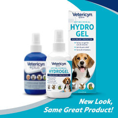 Vetericyn Plus hydrogel spray applied to wounds for soothing skin irritations in pets.