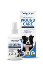 Vetericyn Plus Dog Wound Care Spray bottle delivers safe wound cleaning with a pH-balanced formula.