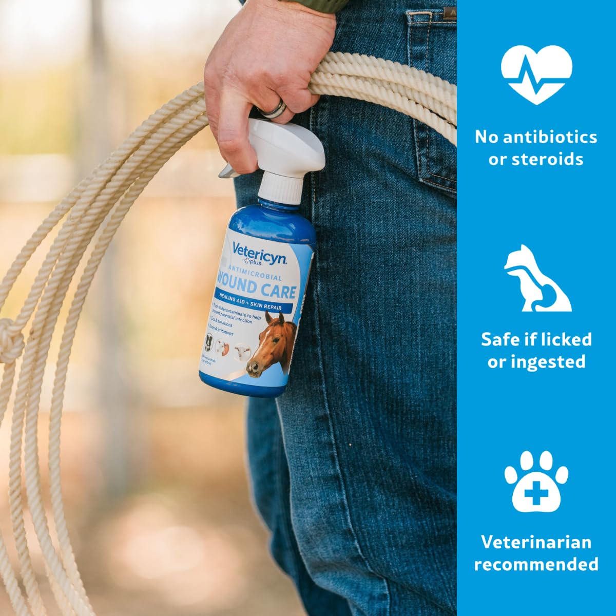 Vetericyn Plus wound care spray in action helps clean sores and soothe itchy skin