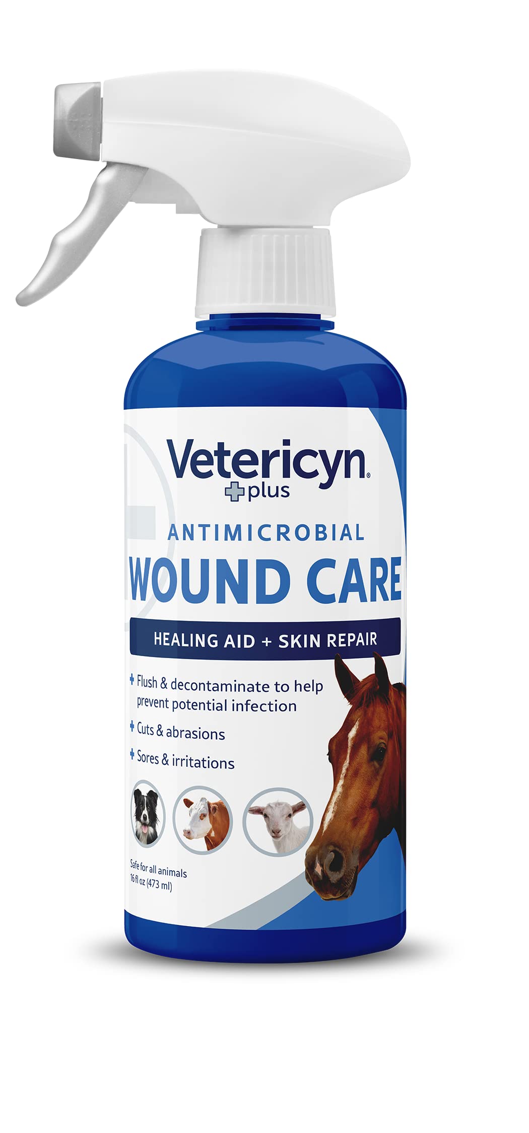 Vetericyn Plus horse wound care spray bottle for safe wound cleansing and skin repair