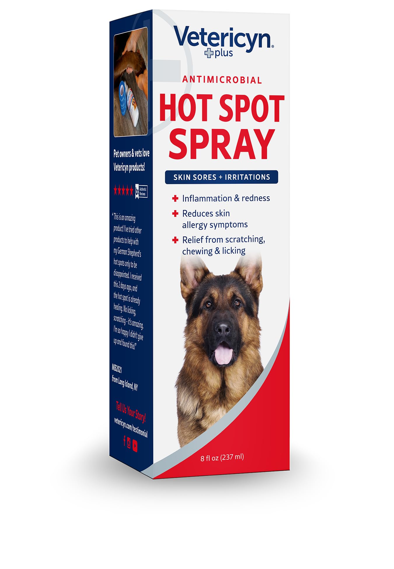 Vetericyn Plus Hot Spot Spray applied to dog's skin to calm redness.