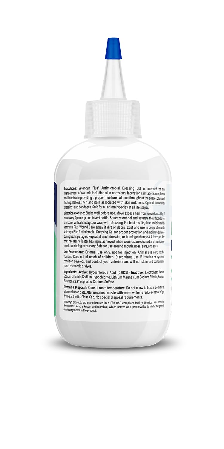 Vetericyn Plus Wound Dressing Gel has a thick texture for barrier protection.
