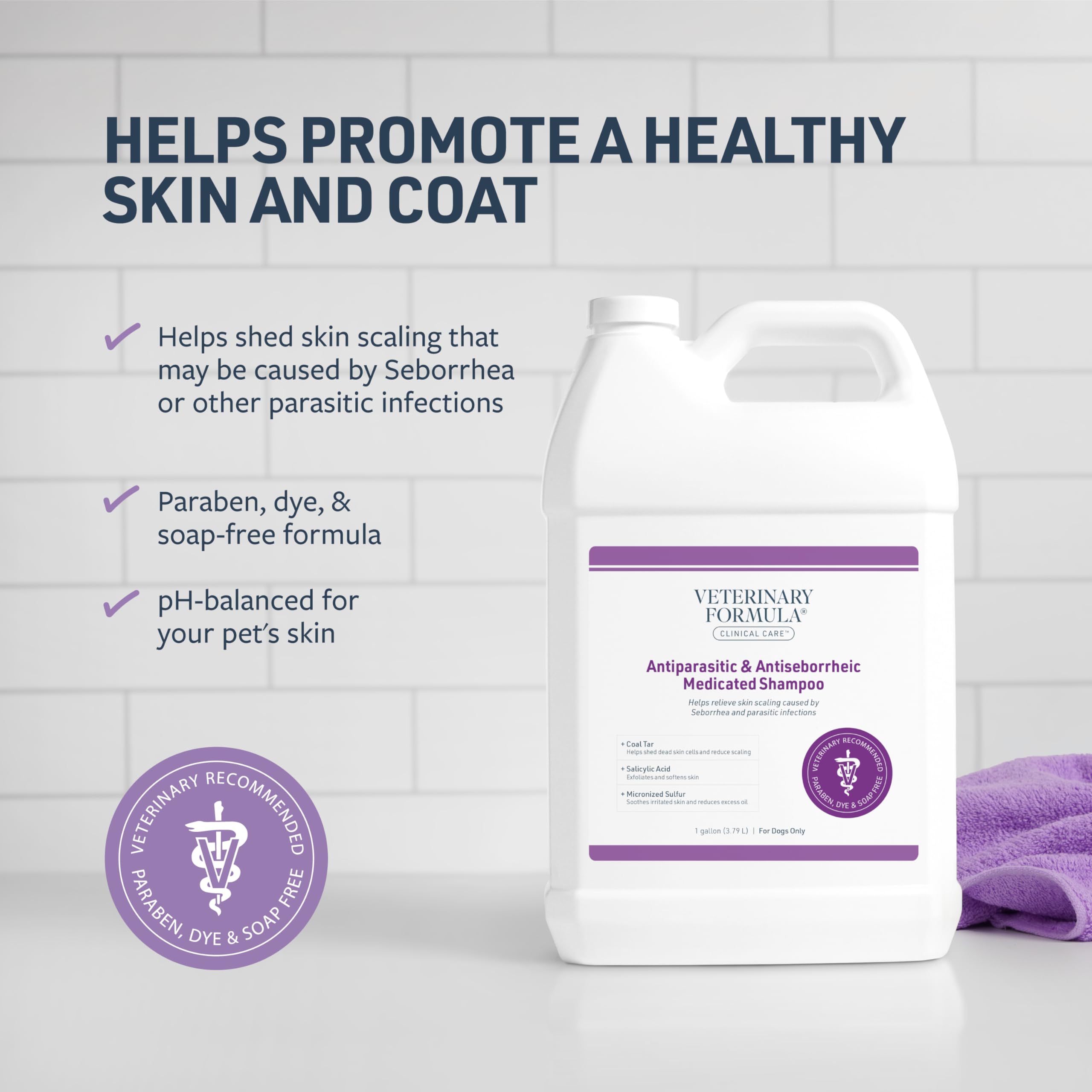 Veterinary Formula Clinical Care shampoo lather on dog's coat