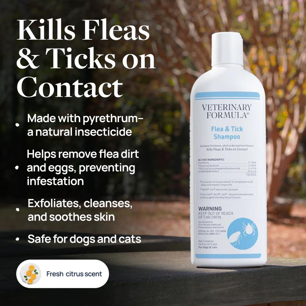 Veterinary Formula flea tick shampoo lather for thorough cleansing and relief during baths