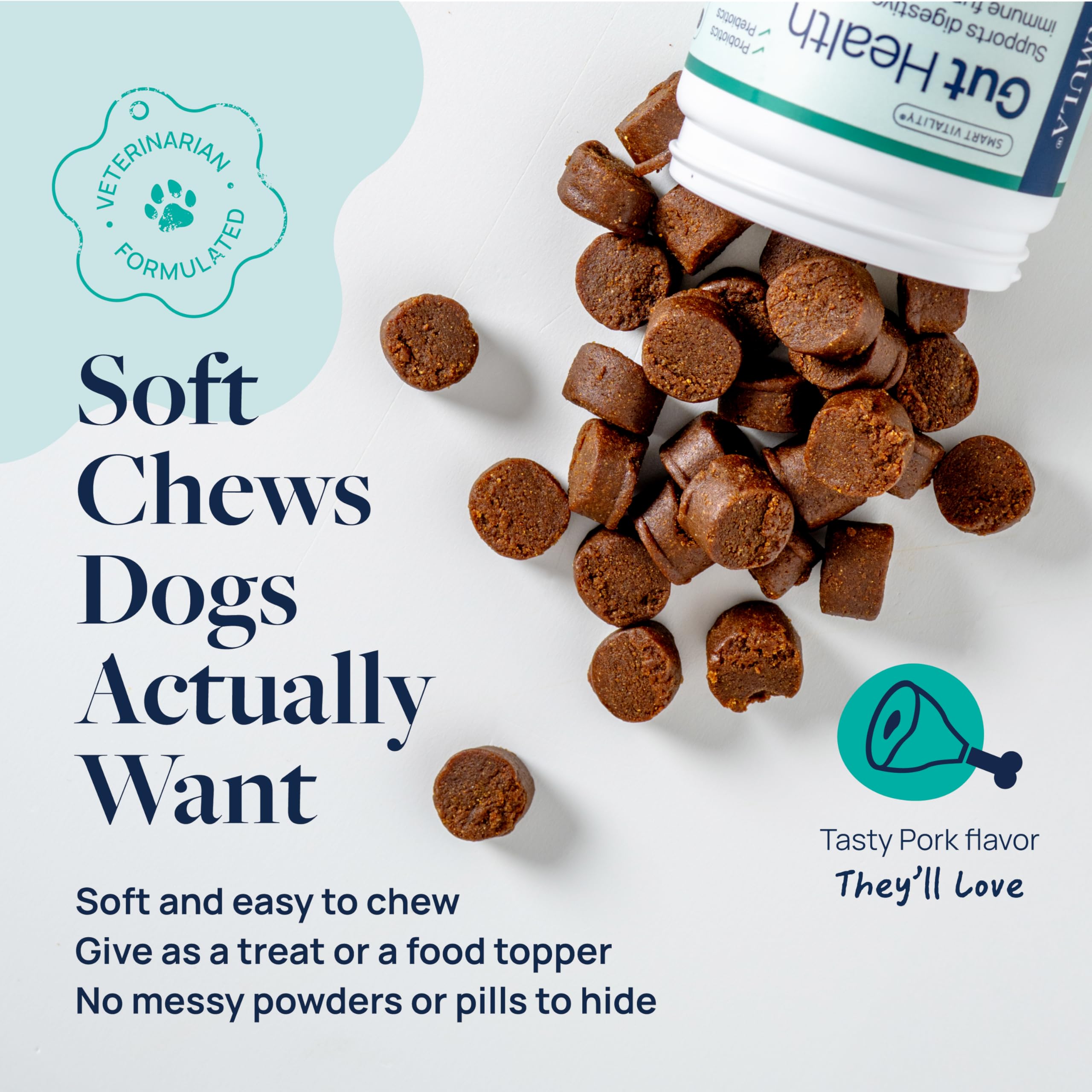 Veterinary Formula Gut Health soft chews in resealable pouch